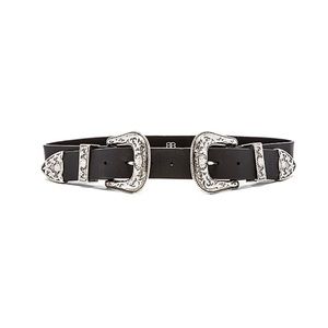 B-Low the Belt Black Double Buckle Belt